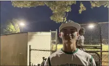  ?? MIKE CABREY — MEDIANEWS GROUP ?? North Penn Cannoneers’ Aidan Hoy went 2-for-2 with three RBIs against Delaware in the Babe Ruth 16-18Mid-Atlantic Regional Tournament Wednesday at Weaver Field at Lansdale Memorial Park.