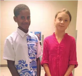  ?? Photo: PM’s Office ?? Fiji’s very own young climate advocate and Sweden’s Greta Thunberg in New York.