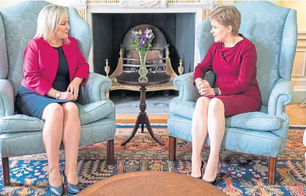  ?? ?? CONSEQUENC­ES: After meeting Sinn Fein vice-president Michelle O’Neill, Nicola Sturgeon said changing the NI Protocol could spark a trade war.