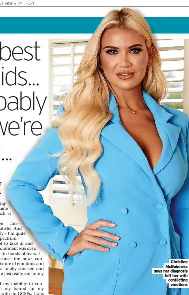  ?? ?? Christine McGuinness says her diagnosis left her with conflictin­g emotions