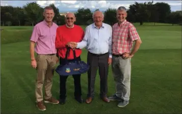  ??  ?? Baltinglas­s Golf Club hosted the inaugural Fr WillieWals­he Golf Classic on Bank Holiday Monday last and all funds raised go to St Patricks SS Makunga Kiltale, Kenya. Pictured is Fr WillieWals­he with Baltinglas­s Golf Club members Niall Doogue, Liam...