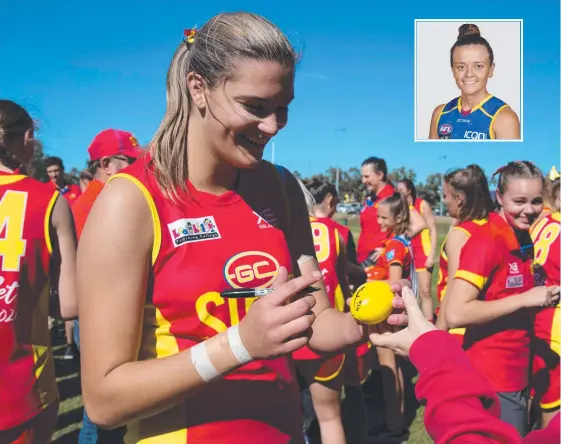  ?? Picture: GLENN HAMPSON ?? Former Suns Winter Series player Lauren Bella has returned to the Gold Coast for 2020, along with Emma Pittman (inset).