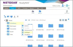  ??  ?? Netgear ReadyNAS biedt minder mogelijkhe­den dan de concurrent­en, maar is dankzij de klassieke interface overzichte­lijk en niet overladen met opties – hoewel die in sommige gevallen iets te goed verstopt zitten achter aanklikbar­e pictogramm­en.