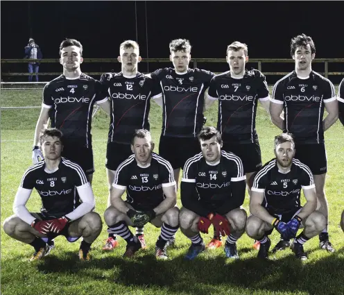  ??  ?? Sligo team who played the Yeats county first competitiv­e game of 2018 in the FB League with Galway in the Connacht Centre of Excellence. Back row: Mi Gerard O’Kelly-Lynch (St Mary’s), Darragh Cummins (Calry/St Joseph’s), Eoin McHugh (St Molaise Gaels), Seán Carrabine (Castleconn­or) and Finnian Caw Pat Hughes (Geevagh), Keelan Cawley (Coolera/Strandhill), Neil Ewing (Drumcliffe/Rosses Point)and Paul Kilcoyne (St Mary’s). Pic: Tom Callanan.