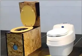  ??  ?? Deux modèles de toilettes sèches, l’un low-tech et l’autre high-tech.