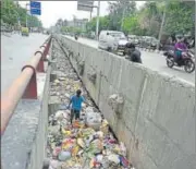  ?? RAVI CHOUDHARY/HT FILE PHOTO ?? Inadequate cleaning of drains causes waterloggi­ng on city roads every year during monsoon.