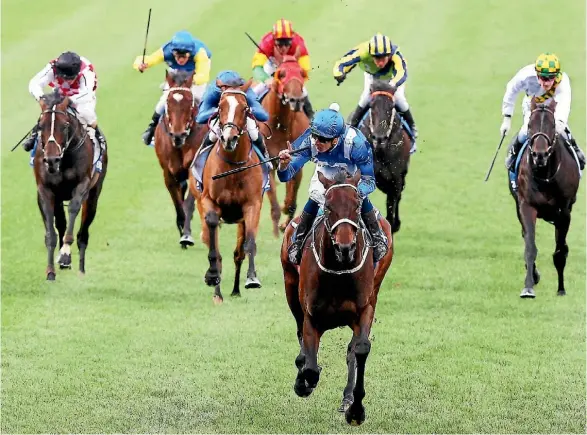  ??  ?? Hugh Bowman and Winx have gone back-to-back in the Cox Plate with an astonishin­g eight length win.