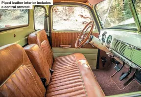  ??  ?? Piped leather interior includes a central armrest.