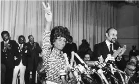  ?? Photograph: Don Hogan Charles/Getty Images ?? Shirley Chisholm in 1972 announcing her entry for Democratic nomination for the presidency.