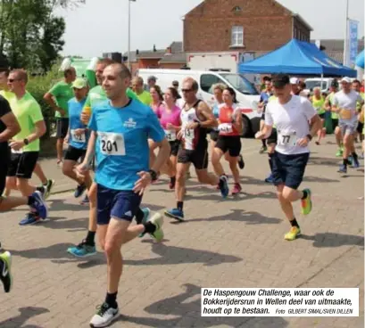  ?? Foto
GILBERT SIMAL/SVEN DILLEN ?? De Haspengouw Challenge, waar ook de Bokkerijde­rsrun in Wellen deel van uitmaakte, houdt op te bestaan.