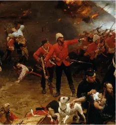  ?? ?? ■ A close-up of Lieutenant Gonville Bromhead as depicted in Alphonse-Marie-Adolphe de Neuville’s depiction of the Battle of Rorke’s Drift. In his first in his first major film role, Michael Caine portrayed Bromhead in Zulu.