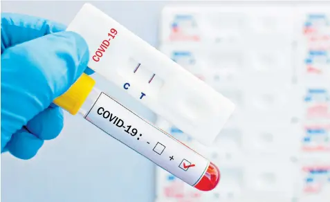  ??  ?? Fast results: after a successful pilot scheme, standard Covid-19 blood tests, above, could be phased out in favour of the ‘cartridge’ kit, right, developed by Oxford’s Dnanudge