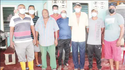  ??  ?? Some of the rice farmers within the Number 52/74 Neighbourh­ood Democratic Council area who spoke with Stabroek News yesterday.