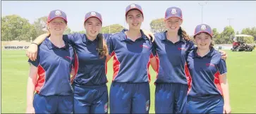  ?? ?? TOP TIER: Five Wimmera players joined the under-15s female Western Waves squad in Melbourne for four rounds of the five-round Youth Premier League last week, from left, Adelle Weidemann, Emma Uebergang, Ayva Mitchell, Zarli Knight and Lilly Reading.