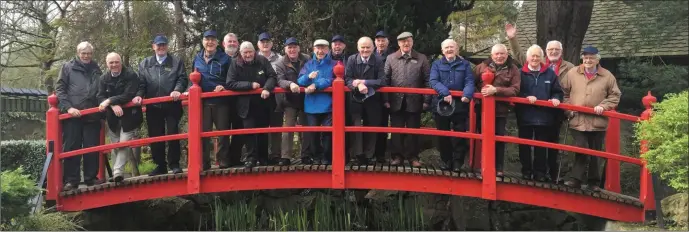  ??  ?? Members of Blessingto­n Men’s Shed on a recent visit to the Japenese Gardens (2016) .