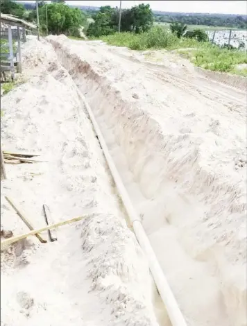  ??  ?? A section of the pipelines which were installed in the Amelia’s Ward Self Help Squatting area. (GWI photo)