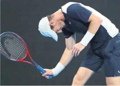  ?? CAMERON SPENCER GETTY IMAGES ?? A right hip injury has left Andy Murray struggling to keep his career going. He lost in fives sets on Monday at the Australian Open.