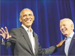  ?? Alex Brandon Associated Press ?? FORMER President Obama made the case for a second term for President Biden, saying that voters had to decide “who sees you and cares about you.”