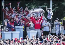 ?? SCOTT TAETSCH/GETTY IMAGES ?? Capitals captain Alex Ovechkin still wonders if his team’s Stanley Cup title is a “dream” and is planning his day with the Cup, which might include a visit to soccer star Lionel Messi.