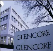  ?? FILE PHOTO: REUTERS ?? Swiss commoditie­s trader Glencore’s logo in front of its headquarte­rs in Baar, near Zurich. Glencore is joining other commoditie­s traders that have built networks of fuel stations.