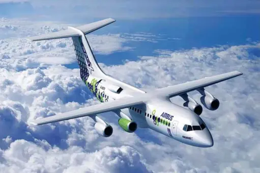  ??  ?? Airbus, along with partners Rolls-Royce and Siemens, is developing its E-Fan X hybrid-electric demonstrat­or, which should fly in 2020