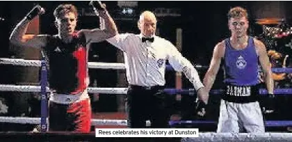  ??  ?? Rees celebrates his victory at Dunston