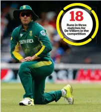  ?? AFP ?? runs in three matches for De Villiers in the competitio­n aB de Villiers is eyeing the 2019 World Cup . — 18