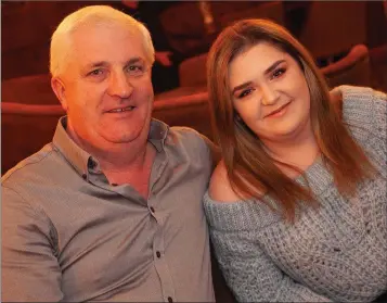  ??  ?? Noel Kenna with his daughter Suzy at the cabaret night in aid of thelocal senior citizens Christmas party at Glendaloug­h.