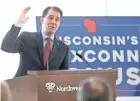  ?? MIKE DE SISTI/ MILWAUKEE JOURNAL SENTINEL ?? Gov. Scott Walker speaks during the announceme­nt that Foxconn is buying a building in downtown Milwaukee it will call Foxconn Place.