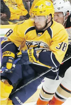  ?? MARK HUMPHREY / ASSOCIATED PRESS ?? Diminutive forward Viktor Arvidsson plays with an energy that defines the style of play for the Predators.