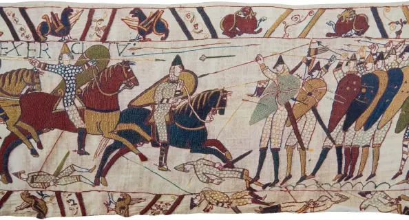  ??  ?? The Bayeux Tapestry shows one of the first examples of heraldry