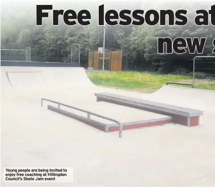  ??  ?? Young people are being invited to enjoy free coaching at Hillingdon Council’s Skate Jam event