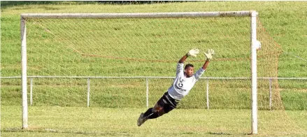  ?? Photo: Waisea Nasokia ?? Rewa goalkeeper Benito Waqavou fails to stop a free kick during their Vodafone Premier League match against Nadi at Prince Charles Park, Nadi on February 17, 2019.