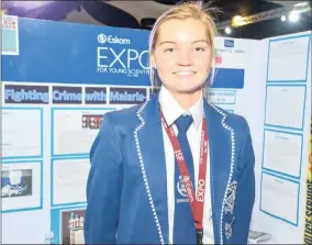  ?? EXPO:
Supplied ?? A young scientist, Miné Steenkamp, from Douglas High School will be representi­ng South Africa at the 2020 Taiwan Internatio­nal Science Fair.
Picture: