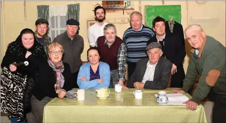  ?? Photo by Michelle Cooper Galvin ?? John Anthony O’Brien (right), Director of ‘He never sang for me’ by the late Michael Ahern. It was first performed in Caragh Lake School 36 years ago. At rehearsals for this year’s performanc­e were Kathleen Cronin, Eileen O’Connor, Gene Ahern (standing from left) Edel Moriarty, David O’Sullivan Edso Crowley, Brian Ahern, Anthony Foley, Jim Burns and Keith McKenna. It will take place on November 22 and 23 in the CYMS Killorglin at 8pm. Missing from photograph: Rosarie Clifford and Kate McKenna.