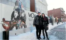  ??  ?? Former WOW winners Mio Guberinic and Alexa Cach outside the Peabody Essex Museum in Salem, Massachuse­tts.