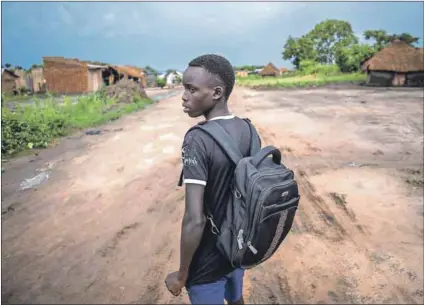  ??  ?? Struggle: With help from the UN Refugee Agency, Gift (above), a South Sudanese refugee, attends school in Biringi settlement in the DRC. A teacher who fled Zimbabwe in 2005 started a school (left) for refugee children in her suburb, Yeoville, in Johannesbu­rg. Photos: John Wessels/unhcr and Delwyn Verasamy