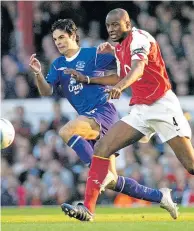  ?? ?? Mikel Arteta and Patrick Vieira clash in 2005