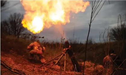  ?? Zuma Press Wire/Shuttersto­ck ?? A mortar is fired at Russian forces in the Bakhmut region. Ukraine is preparing for another winter at war. Photograph: Madeleine Kelly/