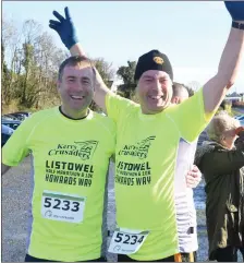  ?? Shane O’Driscoll and Simon O’Fly from Listowel pictured at the start line of the Listowel 10k/half-marathon. ??