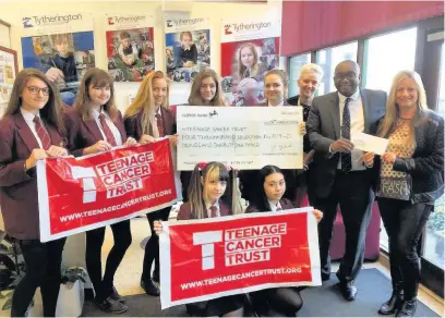  ??  ?? Tytheringt­on School students raised thousands for Teenage Cancer Trust