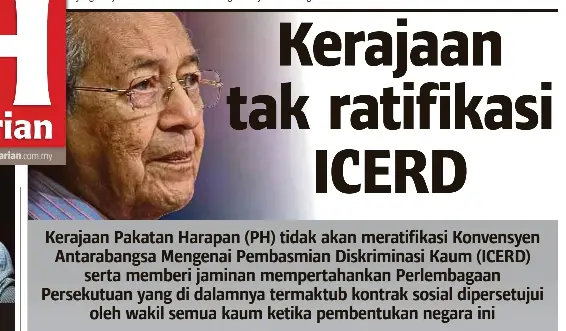 Kerajaan tak ratifikasi ICERD - PressReader