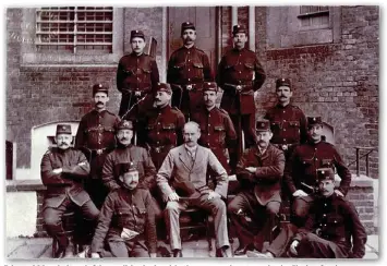  ??  ?? Edward Morris (top left) possibly during his time as a prison warder in Chelmsford