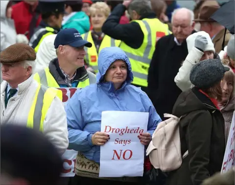  ??  ?? Protestors at the march in Drogheda on Sunday.