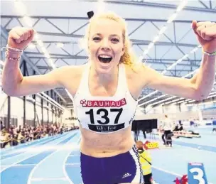  ??  ?? ●●Anna Silvander celebrates her 1500m win in Sweden