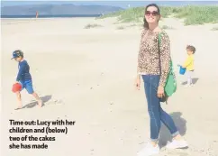  ??  ?? Time out: Lucy with her children and (below) two of the cakes she has made