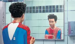  ?? SONY PICTURES ANIMATION ?? Spider-Man: Into the Spider-Verse follows Miles Morales (voiced by Shameik Moore), who develops powers, like sticking to objects and incredible hearing.