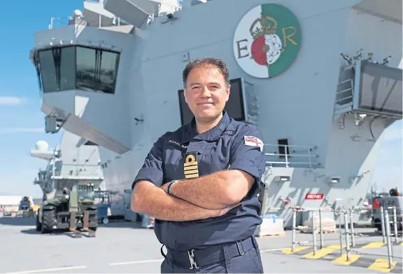  ?? Picture: PA. ?? Captain Steve Moorhouse, commanding officer of HMS Queen Elizabeth, on its flight deck.