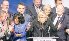 ?? — Reuters ?? Marine Le Pen attends the 2-day FN political rally to launch the presidenti­al campaign in Lyon on Sunday.