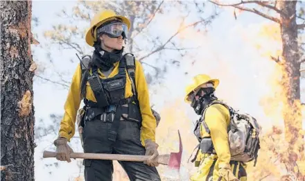  ??  ?? Angelina Jolie plays U.S. Forest Service firefighte­r Hannah Faber in “Those Who Wish Me Dead.”